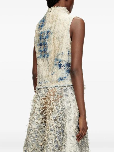 Diesel denim houndstooth vest - White