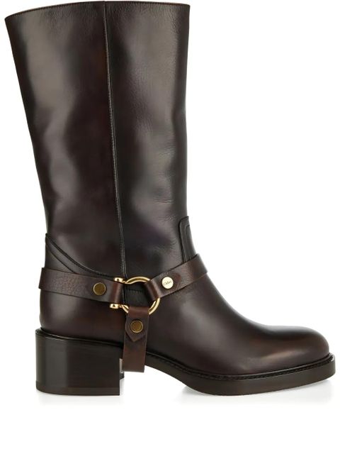 Chloé leather biker boots - Brown - zdjęcie produktu nr 1