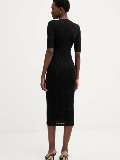 Pinko sukienka z dodatkiem wełny kolor czarny midi dopasowana 105653 A2TW