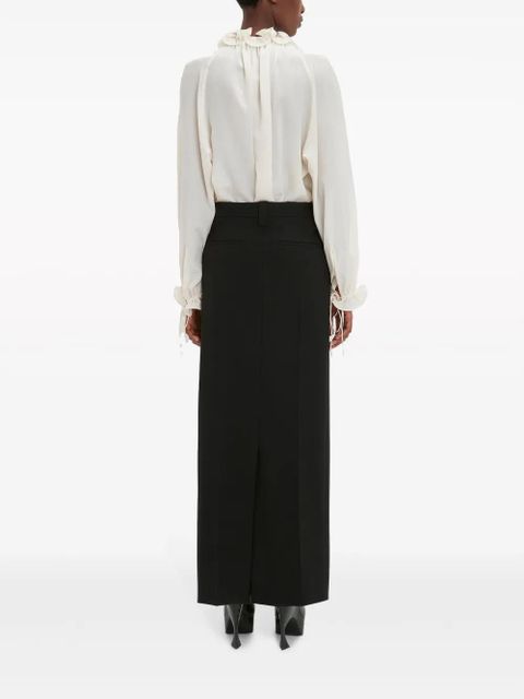 Victoria Beckham ruffle-trim pleated silk blouse - White