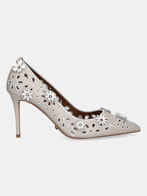 Kurt Geiger London szpilki skórzane Flower Belgravia kolor beżowy 4352544109