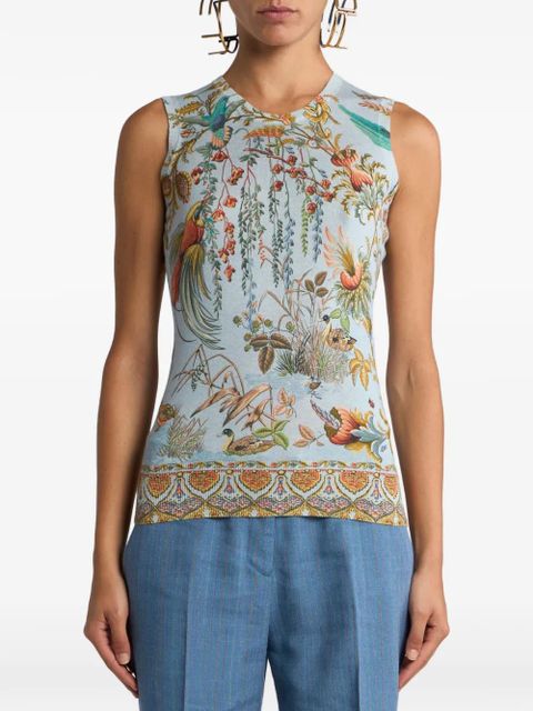 ETRO flora fauna-motif tank top - Blue