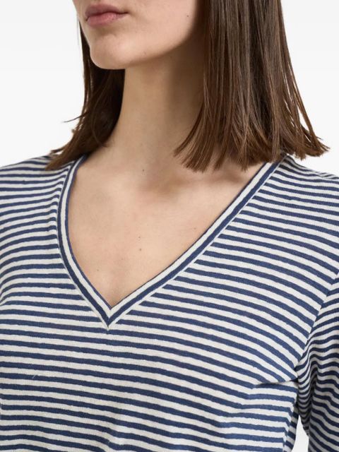 Weekend Max Mara striped V-neck linenT-shirt - Blue