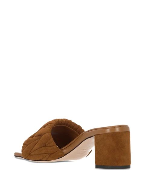 Miu Miu 55mm matelassé-motif leather sandals - Brown