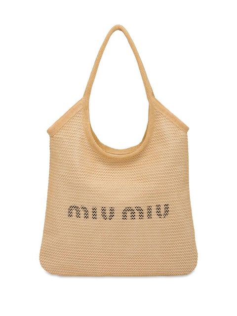 Miu Miu logo-print tote bag - Neutrals - zdjęcie produktu nr 1