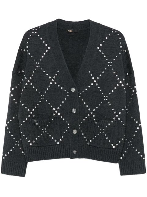 Maje diamond-pattern studded cardigan - Grey - zdjęcie produktu nr 1