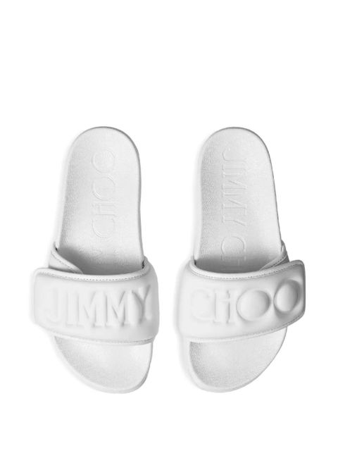 Jimmy Choo Fitz logo-strap slides - White