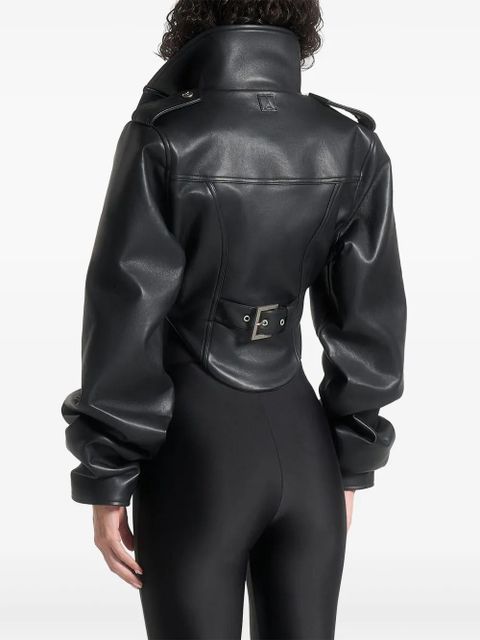 Manière De Voir Solange leather tacked-sleeve corset jacket - Black