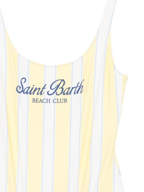 MC2 Saint Barth striped logo-print swimsuit - Yellow