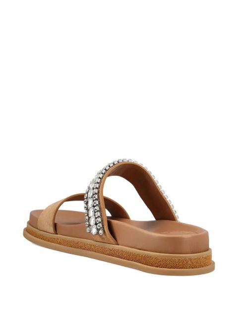 Jimmy Choo crystal-embellished flat sandals - Neutrals