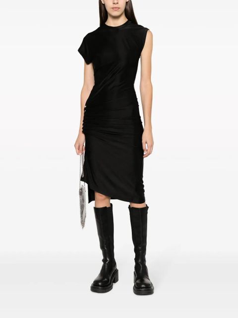 Rabanne asymmetric draped midi dress - Black