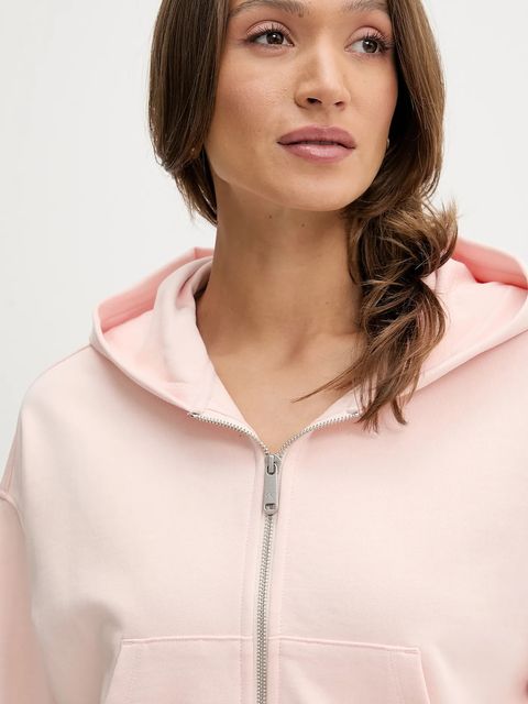 Calvin Klein Jeans bluza bawełniana damska kolor pomarańczowy z kapturem gładka LV047C216G