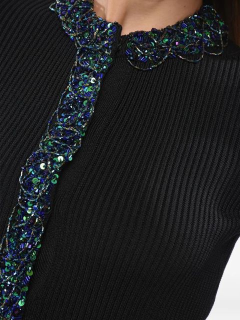 Balmain ribbed sequin-embellished cardigan - Black