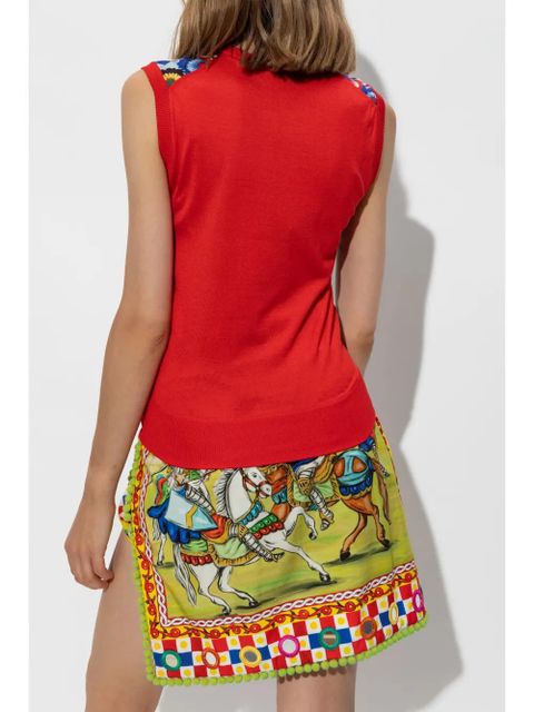 Dolce & Gabbana Carretto-print silk vest - Red