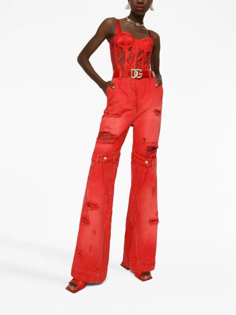 Dolce & Gabbana lace-detail corset top - Red