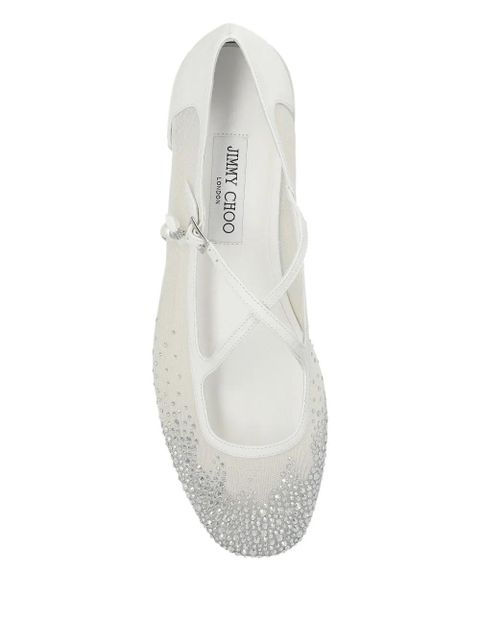 Jimmy Choo crystal-embellished flat pumps - White