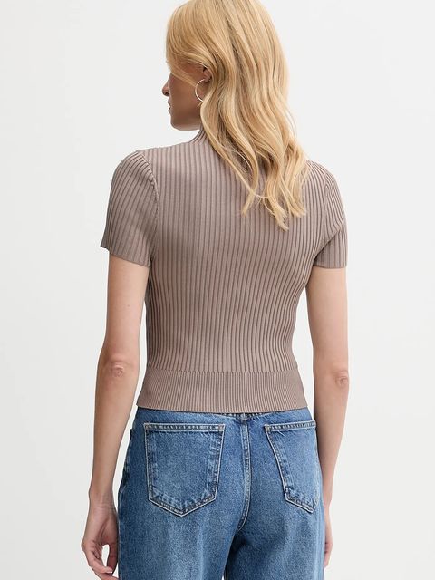 Guess sweter JAYLA damski kolor beżowy z półgolfem W5YR04 Z0040