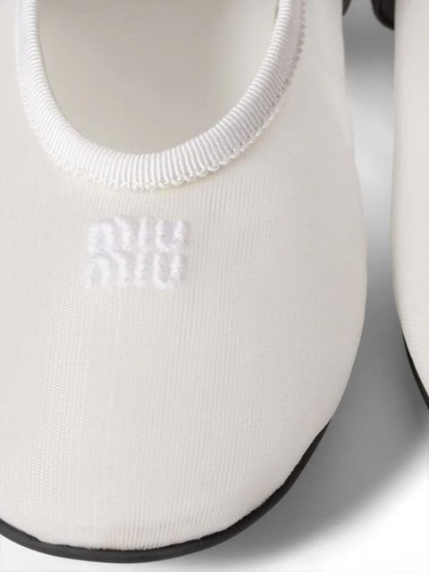 Miu Miu mesh logo-embroidered ballerinas - White