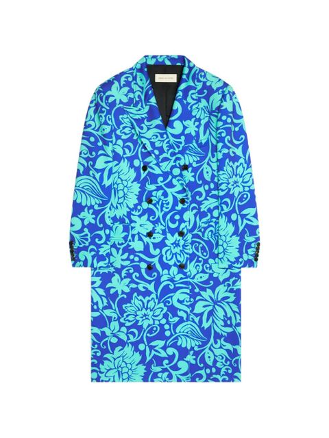 DRIES VAN NOTEN floral-print double-breasted coat - Blue - zdjęcie produktu nr 1