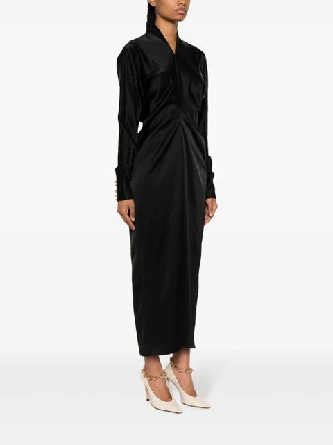 Lanvin satin draped midi dress - Black