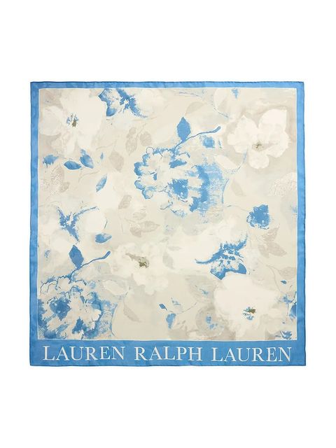 Lauren Ralph Lauren apaszka jedwabna damska kolor beżowy wzorzysta 454972545