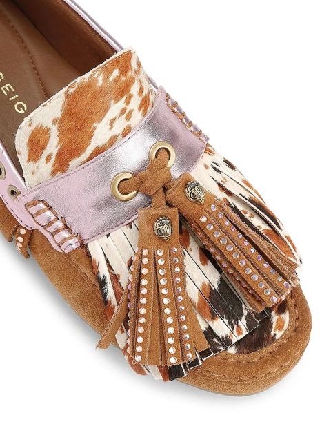 Kurt Geiger London mokasyny zamszowe Tassel Fringe Moccasin damskie kolor brązowy na płaskim obcasie 3494336219 - zdjęcie produktu nr 2
