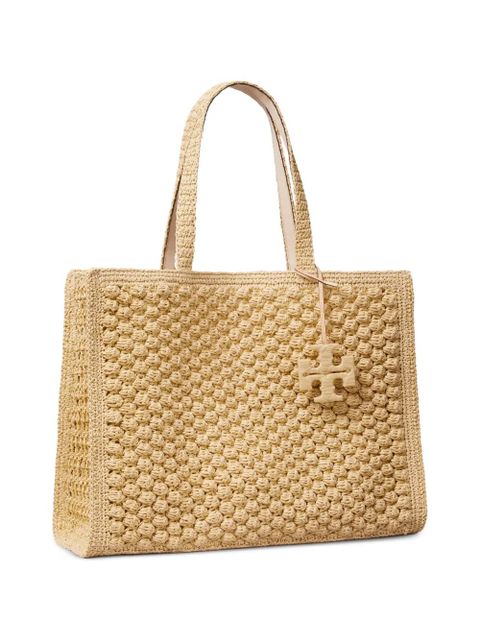Tory Burch large Ella hand-crocheted popcorn tote bag - Neutrals