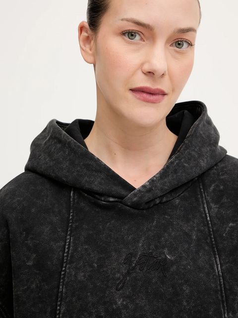 G-Star bluza bawełniana damska kolor czarny z kapturem gładka D27726.D969