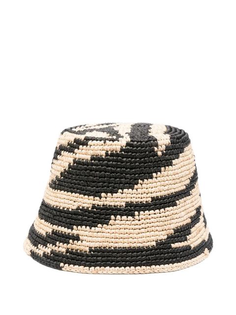 ZIMMERMANN zebra-pattern raffia hat - Black - zdjęcie produktu nr 1
