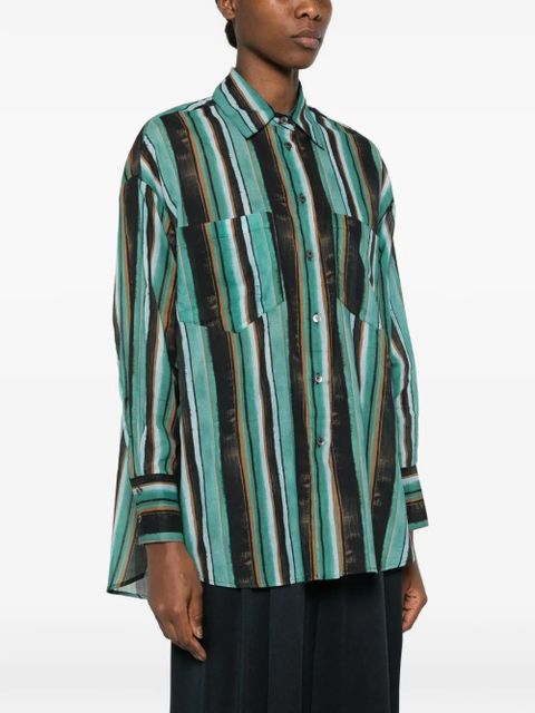 PINKO striped chest-pocket shirt - Green