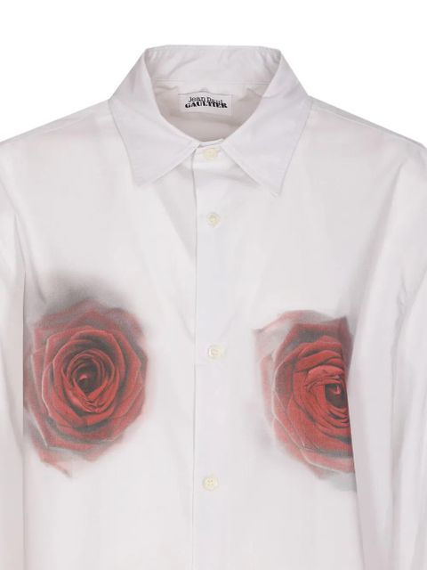 Jean Paul Gaultier rose-print button-down shirt - White