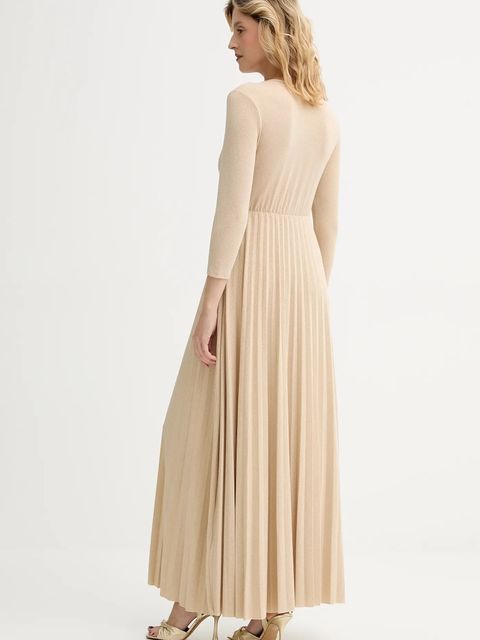 Answear.LAB sukienka kolor złoty maxi rozkloszowana