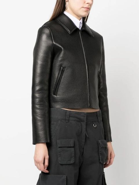 Acne Studios cropped leather jacket - Black