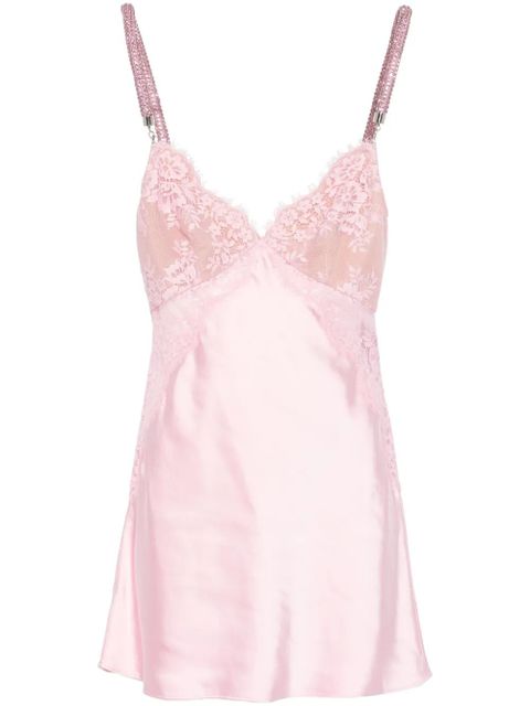 Self-Portrait lace-detail satin mini dress - Pink - zdjęcie produktu nr 1