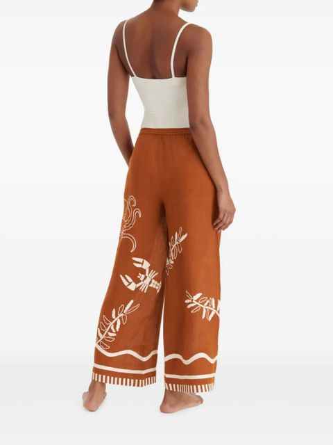 ERES Octopus patterned wide-leg trousers - Brown