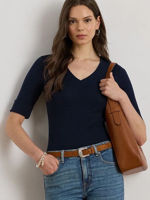 Lauren Ralph Lauren t-shirt bawełniany damski kolor granatowy 200815843 - zdjęcie produktu nr 1