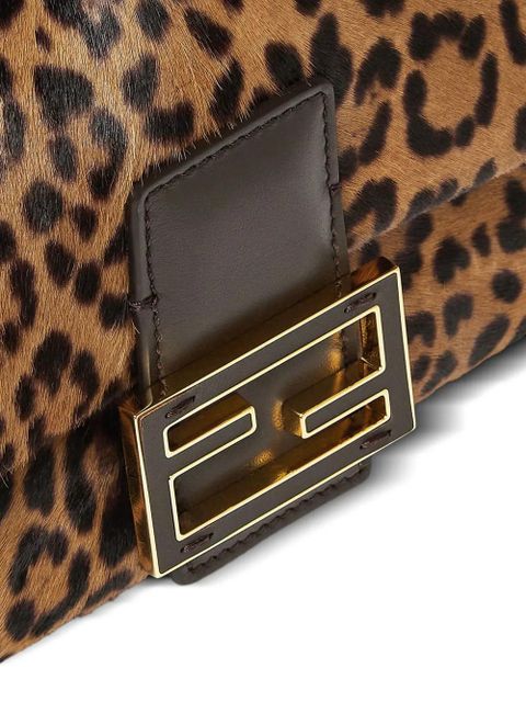 FENDI Baguette® leopard-print logo-plaque tote bag - Brown