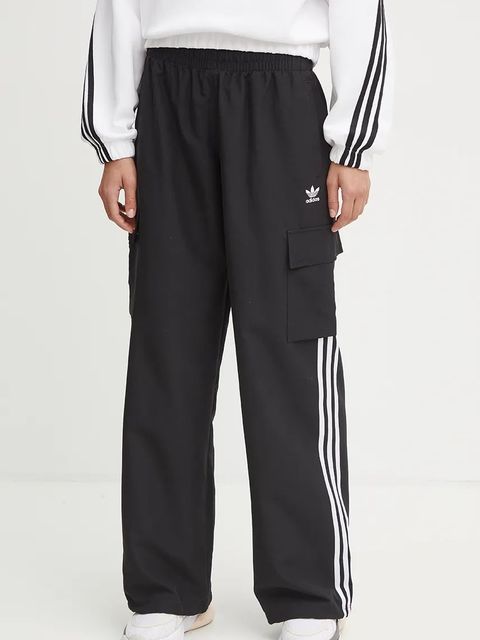 adidas Originals spodnie 3S CARGO PANTS damskie kolor czarny fason cargo high waist JF1292 - zdjęcie produktu nr 1