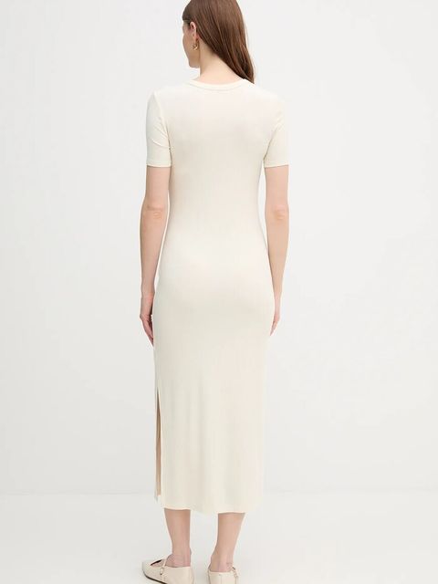 Calvin Klein Jeans sukienka kolor beżowy maxi prosta LV044C902G