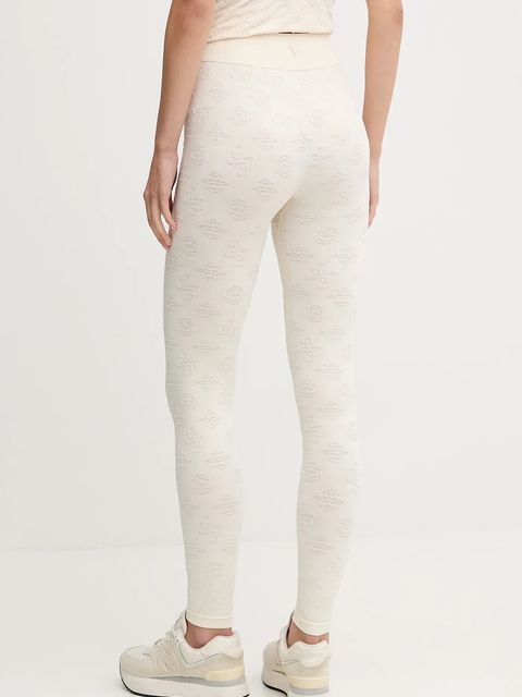 Guess legginsy PEONY damskie kolor beżowy z aplikacją V5YB09 Z3OA0