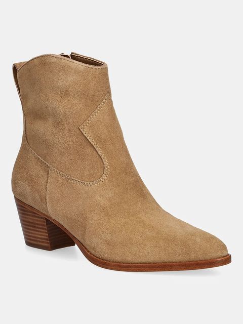 Lauren Ralph Lauren botki zamszowe Harpher damskie kolor brązowy na słupku 802974389001 - zdjęcie produktu nr 1