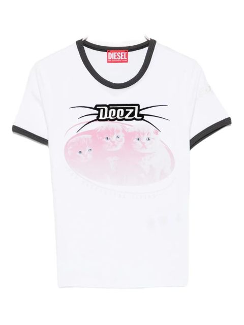 Diesel cat-graphic cotton T-shirt - White