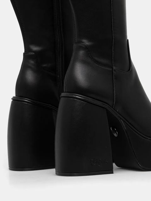 Buffalo kozaki Heart Stretch Boot damskie kolor czarny na słupku 1220062-BLK