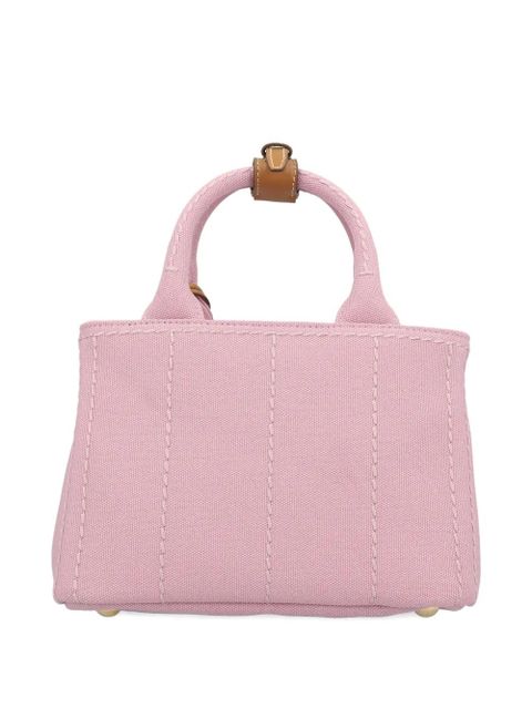 Prada embroidered handle cotton handbag - Pink - zdjęcie produktu nr 2