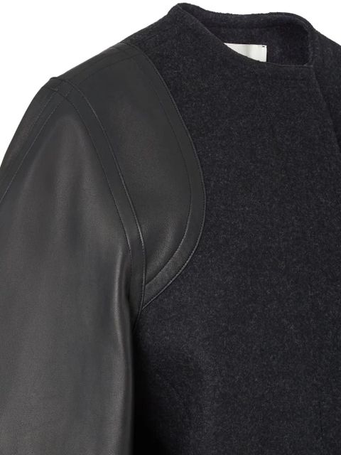 FENDI leather-paneled wool jacket - Black