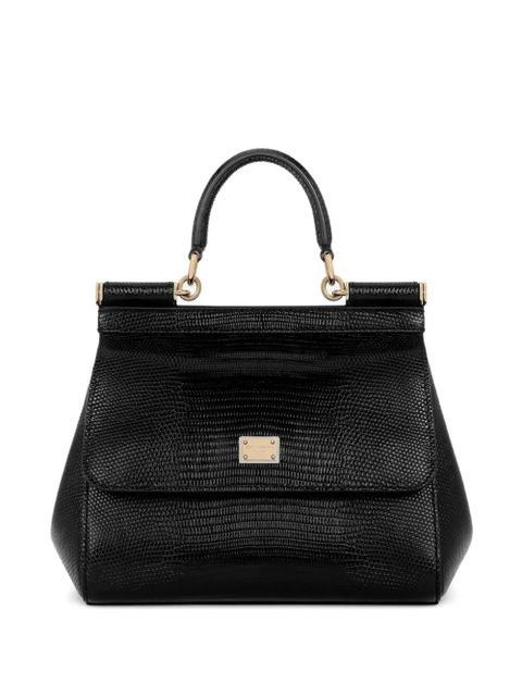 Dolce & Gabbana medium Sicily embossed-leather top-handle tote bag - Black - zdjęcie produktu nr 1