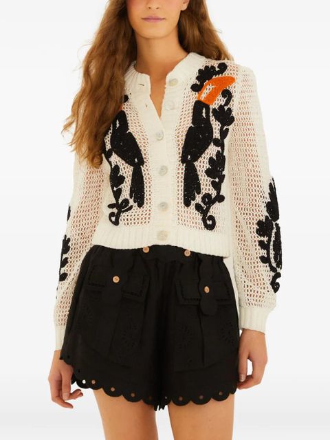 FARM Rio toucan-motif crochet cardigan - White - zdjęcie produktu nr 1