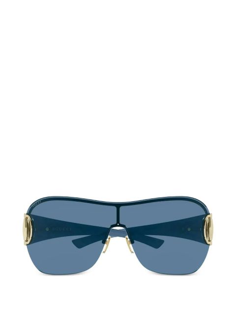 Gucci Eyewear Horsebit geometric-frame sunglasses - Blue - zdjęcie produktu nr 1