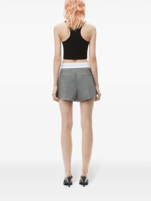 Alexander Wang logo-waistband pleated shorts - Grey