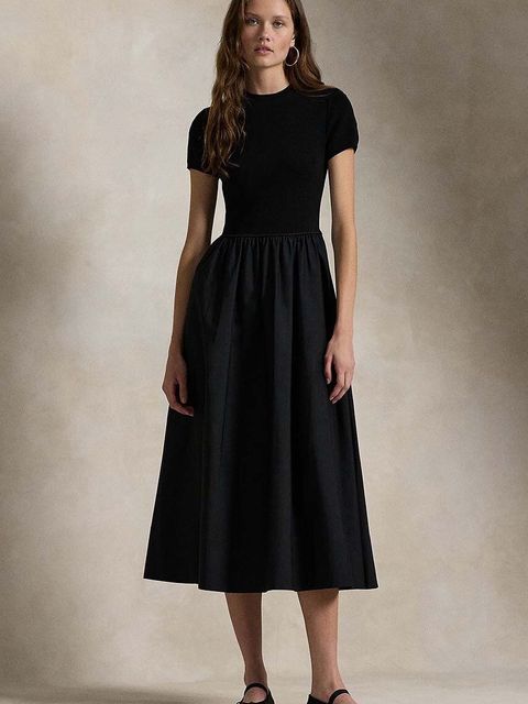 Polo Ralph Lauren sukienka kolor czarny midi rozkloszowana 211955038